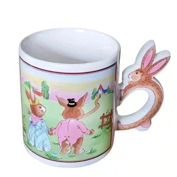 Vintage Bunny Mug | 1980s Japan | Cute Rabbit Handle Coffee Cocoa Cup - Picture 2 of 12